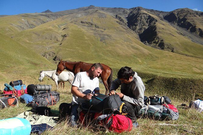 7-day hiking expedition to Tusheti through the Atsunta pass - Road ends at Ardoti: border checks, Mutso ruins, and tent night prep