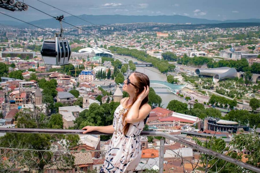 Tbilisi: Old and New City Guided Tour with 2 Cable Car Rides - Tbilisi cable car peak: the New City side and that first hit of panorama