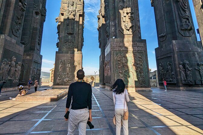 Top highlights of Tbilisi: Old City Sameba Chronicles of Georgia - Narikala Fortress, Leghvtakhevi Waterfall, and Old City texture